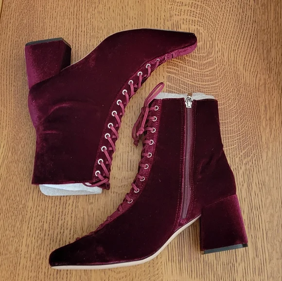 Schutz Granny Lace-up Boots - wine - Picture 9 of 12